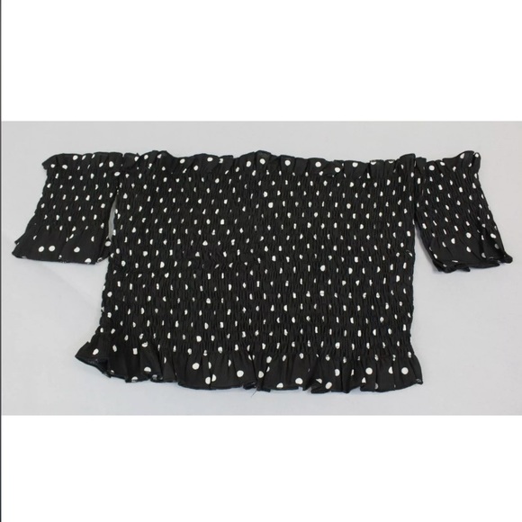 NWT NASTY GIRL BARDOT SEA YOU SOON POLKA DOT SMOCKED CROP TOP - Picture 5 of 8